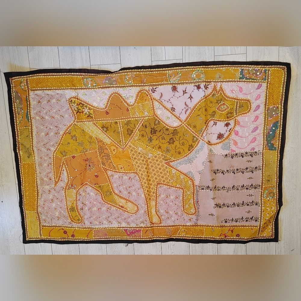 Large Hand Stitched & Beaded Wall Tapestry